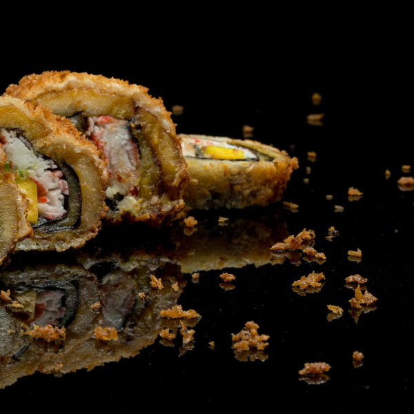 A tempura-fried futomaki roll.